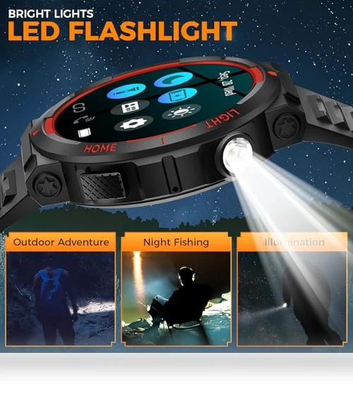 Military Smart Watch with LED Flashlight — Smartwatches, Foxhawk