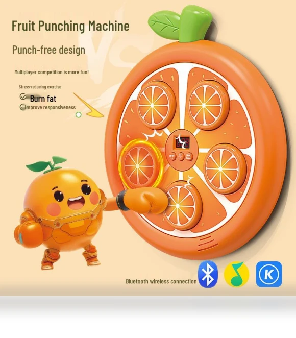 Smart Bluetooth Boxing Wall Trainer with Fruit Theme for Kids — Interactive Learning Devices, Super Go