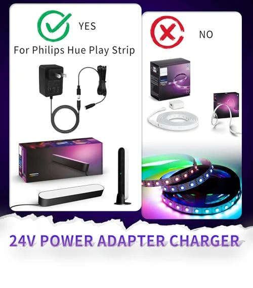 24V Charger for Philips Hue Play Strip Lights — Power Solutions & Surge Protection, AIZYSY