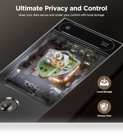 AI Palm Vein Smart Lock with Built-in Doorbell — Smart Home Security, TCL