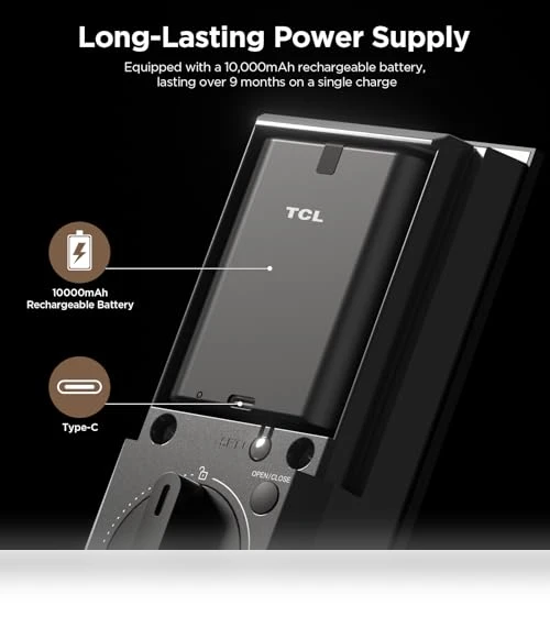 AI Palm Vein Smart Lock with Built-in Doorbell — Smart Home Security, TCL