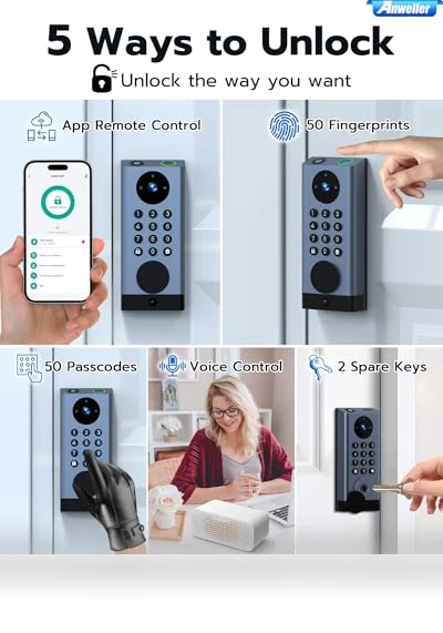 Smart Door Lock with Camera — Smart Home Security, Anweller