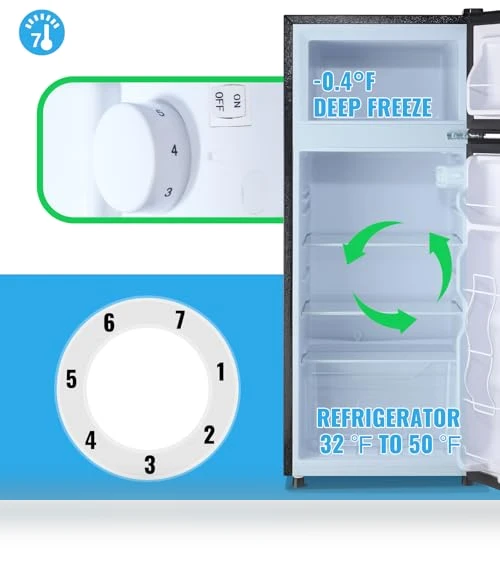 Two Door Fridge with 7 Temperature Settings — Mini Fridges, DEMULLER