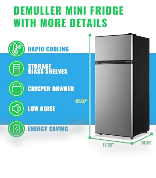 Two Door Fridge with 7 Temperature Settings — Mini Fridges, DEMULLER