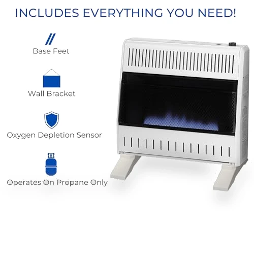 Ventless Propane Gas Blue Flame Space Heater with Thermostat Control — Portable Heating Solutions, ProCom