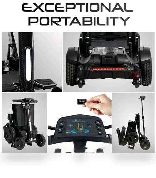 Carbon 4-Wheel Folding Travel Mobility Scooter — Mobility Scooters, Pride Mobility