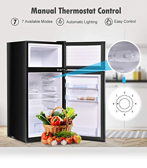 Compact Refrigerator with Top Door Freezer — Mini Fridges, GOFLAME