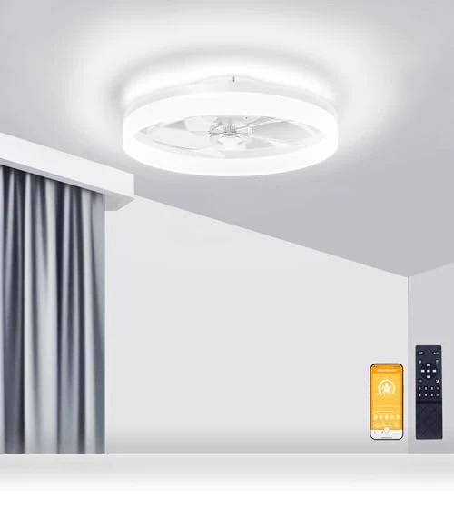 Low Profile Ceiling Fan with Lights and Remote — Ceiling Fan Wall Controls, VOLISUN