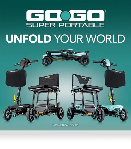 Super Portable 4-Wheel Folding Travel Mobility Scooter — Mobility Scooters, Pride Mobility