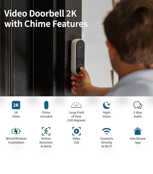 Video Doorbell 2K & Chime 2 Bundle — Smart Home Security, Arlo
