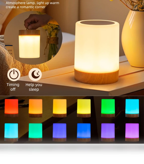 Rechargeable 16 Colors Smart Touch Bedside Lamp — Creative Lighting Solutions, JOHO - CarGear