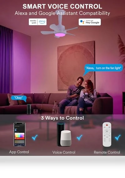 RGBW Color Changing LED Fan Light — Ceiling Fan Wall Controls, Ligency