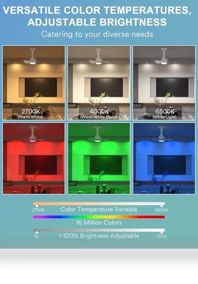 RGBW Color Changing LED Fan Light — Ceiling Fan Wall Controls, Ligency