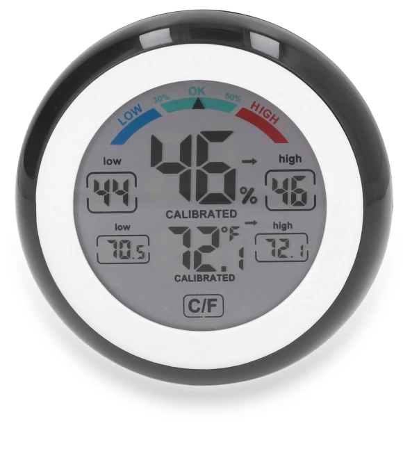 Round Touchscreen Wireless Electronic Temperature Humidity Meter — Home Climate Control, 3CZY