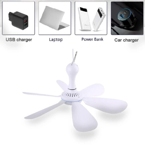 Silent 6-Blade Ceiling Fan with USB Power — Ceiling Fans, Teakh