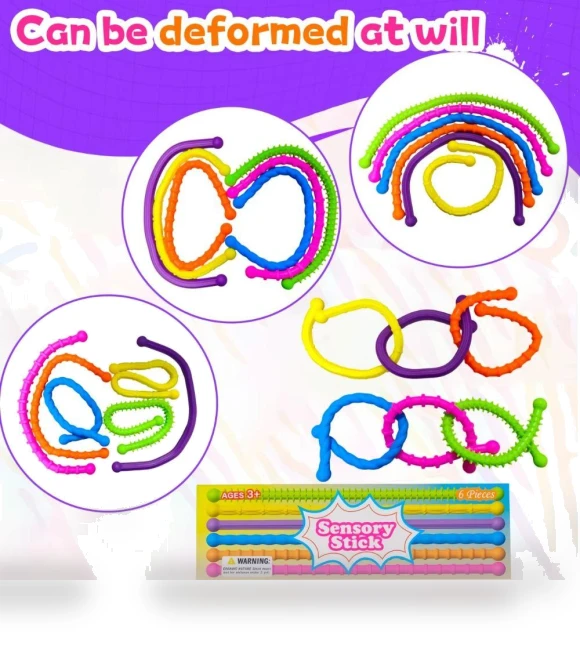 Textured Silicone Silent Decompression Rings Stretchy Sensory Stick Fun Toy — Blocks, Zhiruei