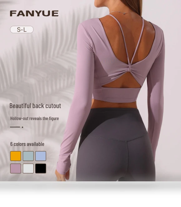Women's Autumn Long Sleeve Yoga Top with Built-In Bra — Sports Bras, BigSopping