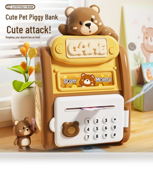 Cartoon Piggy Bank with Fingerprint Sensor and ATM Automatic Money Feeder — Savings & Piggy Banks, Super Go