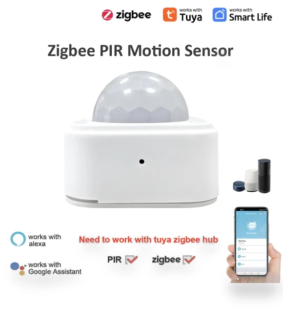 Mini PIR Motion Detector with Lux Light Sensor — Smart Home Security, Tuya