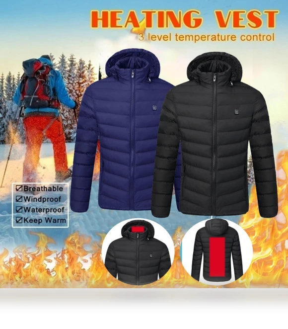 Winter Smart USB-Padded Cotton Jacket with Electric Heating — Fleece, mianduijifengba
