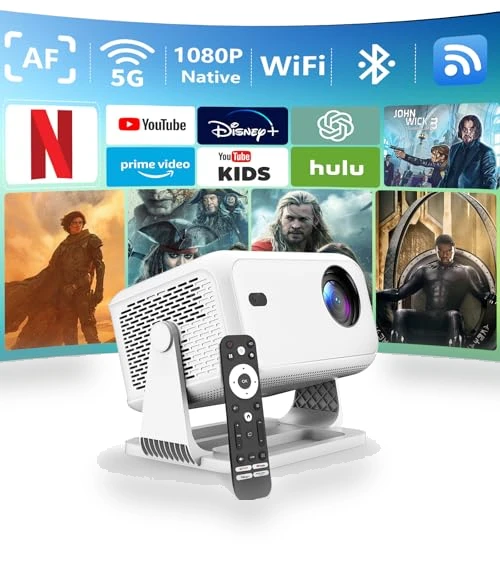 4K Smart Projector with WiFi and Bluetooth — Home Theater Projectors, NRKDUBQ