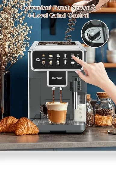 Automatic Espresso Machine with Grinder and Milk Frother — Coffee & Espresso Combos, Chef Robot