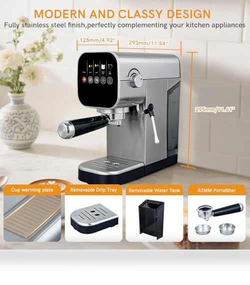 Compact Espresso Coffee Machine with Milk Frother — Coffee & Espresso Combos, ChefAidPower