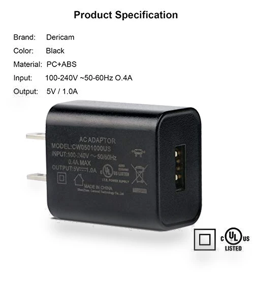Micro USB Wall Charger with 5ft Power Cord — Charging Solutions, Dericam