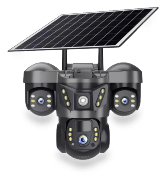Multi-lens Panoramic Solar Surveillance PTZ Dome Camera — Outdoor Security Cameras, VTS29