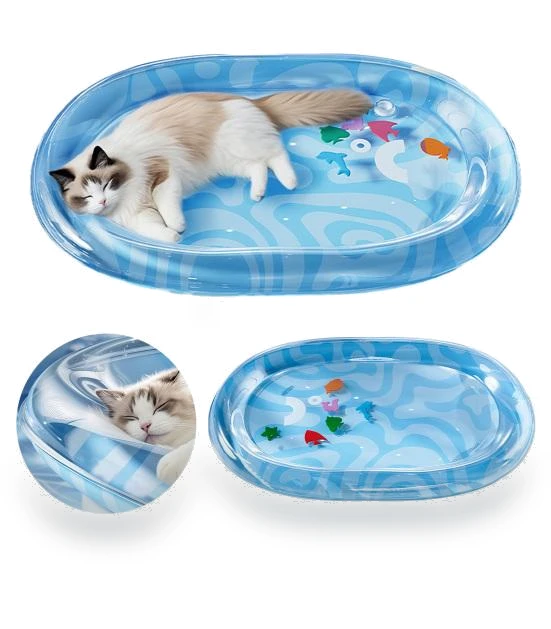 Water Cooling Pet Mat with Floating Fish — Mats, kaileflf