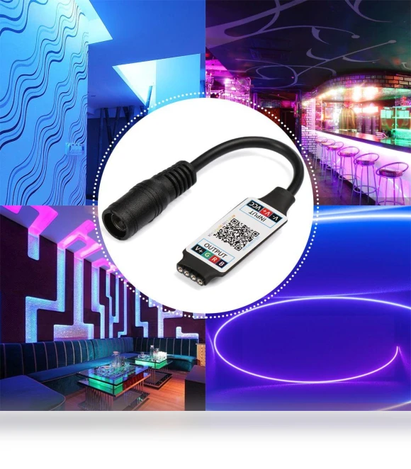 Mini Female Plug to 4Pin Connector DC 5-24V Smart Adapter Bluetooth LED Light Strip RGB Controller — Selfie Lights, weikuns