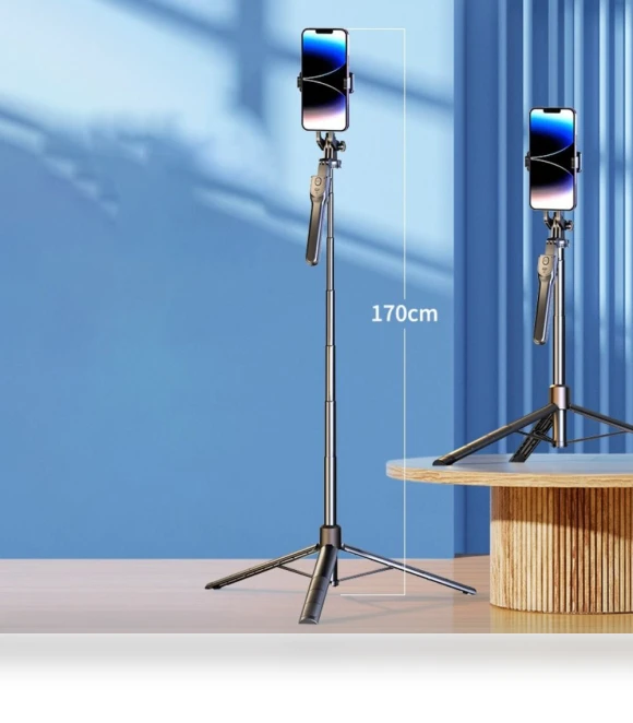 360° Rotating Selfie Stick with Fill Light and Tripod — Selfie Sticks, yunran