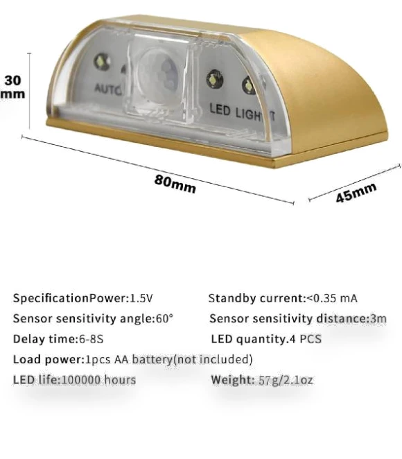 Infrared PIR Auto Motion Detector LED Smart Door Lock Sensor Light — Motion Sensors