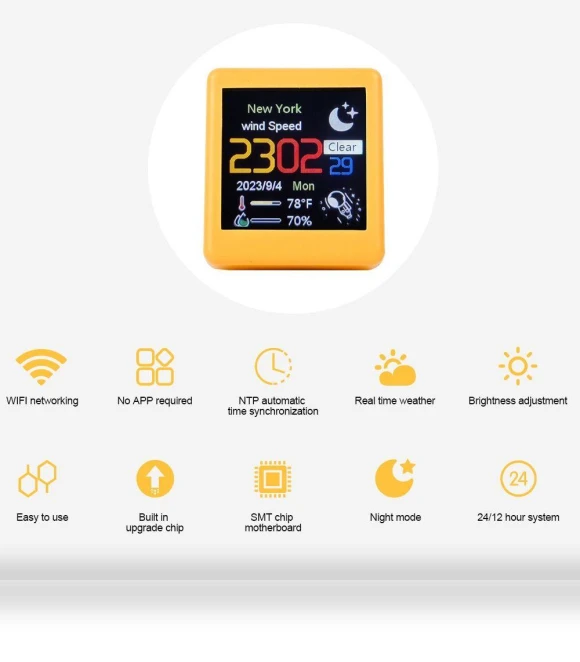Smart Wi-Fi Clock with Weather Forecast — Alarms & Clocks, leerpai