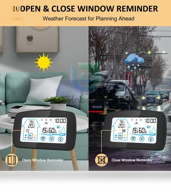 Large LCD Touch Screen Wireless Digital Indoor Outdoor Thermometer Hygrometer Weather Station — Hygrometers, Leisure outdoor