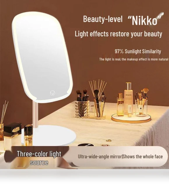 Smart LED Makeup Vanity Mirror with Folding Metal Stand — Compact & Travel, Deals Supermarket