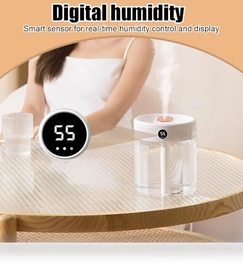 Double Nozzle Cool Mist Humidifier with Night Light — Air Moisturizers, MiOYOOW