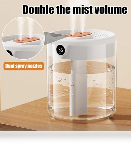 Double Nozzle Cool Mist Humidifier with Night Light — Air Moisturizers, MiOYOOW