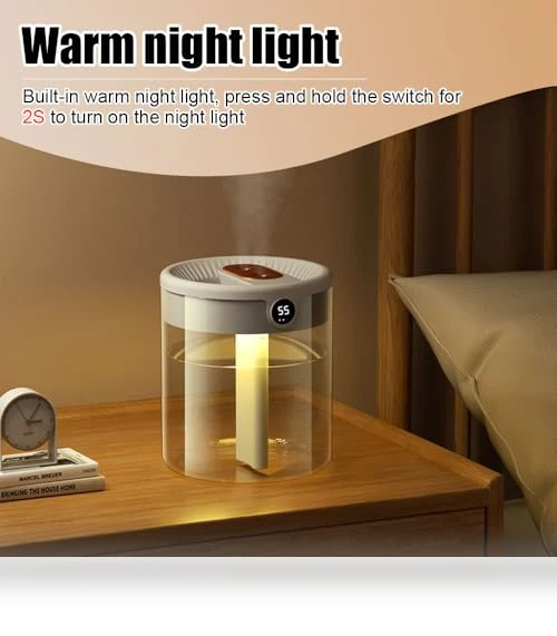 Double Nozzle Cool Mist Humidifier with Night Light — Air Moisturizers, MiOYOOW