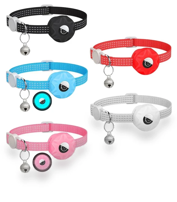 Reflective Adjustable Pet Collar with Airtag Holder — Trackers, CUialunm12