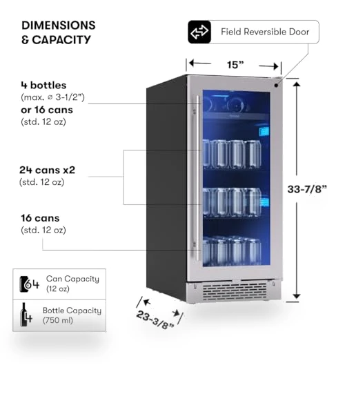 Slim Beverage Fridge — Drink Coolers, Zephyr