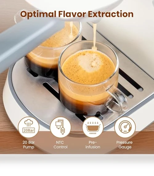 20 Bar Espresso Coffee Machine with Burr Grinder Set — Coffee & Espresso Combos, Gevi