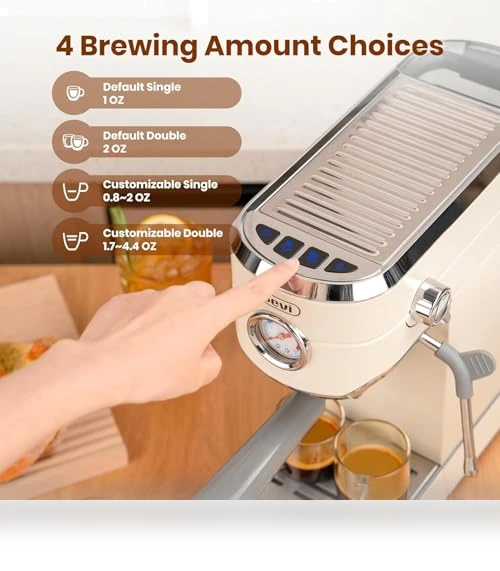 20 Bar Espresso Coffee Machine with Burr Grinder Set — Coffee & Espresso Combos, Gevi
