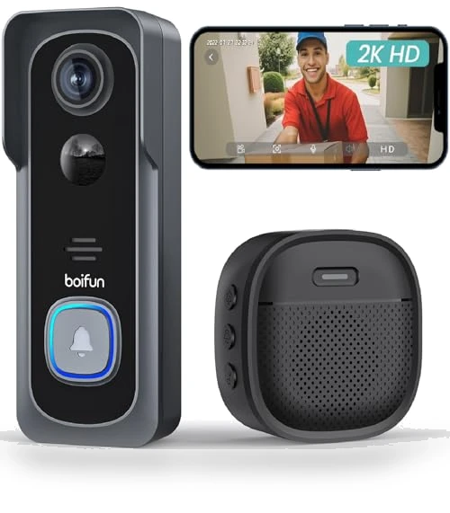 2K HD Wireless Doorbell Camera — Smart Home Security, BOIFUN