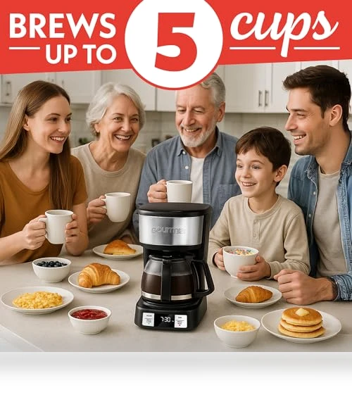 5-Cup Programmable Drip Coffee Maker — Coffee Makers, Gourmia
