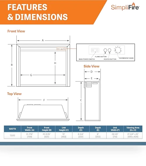 Electric Fireplace Insert — Electric Heating Solutions, SIMPLIFIRE