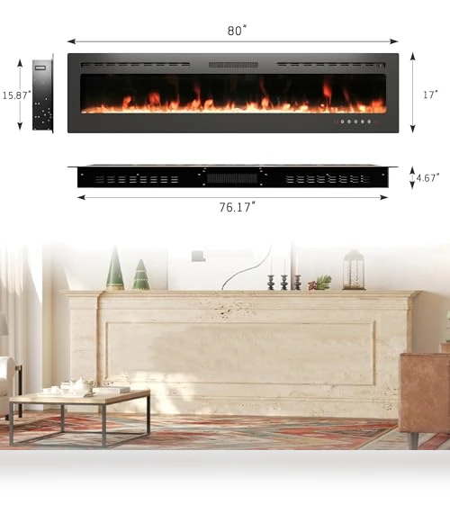 Electric Fireplace Wall Mounted & Recessed — Heaters, HOMTHING
