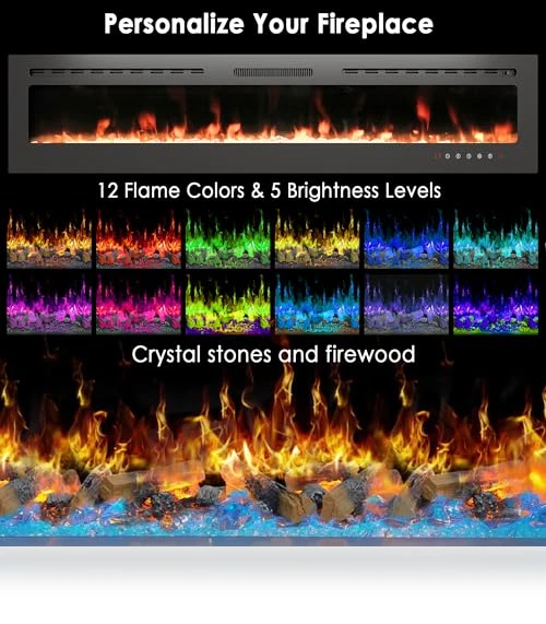 Electric Fireplace Wall Mounted & Recessed — Heaters, HOMTHING
