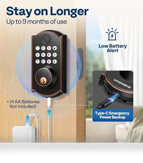 Smart Lock for Front Door — Smart Home Security, VIVOHOME