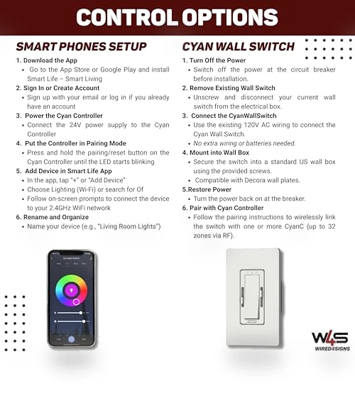 Smart Tunable White LED Controller and Wall Switch System — Ceiling Fan Wall Controls, Wired4Signs USA